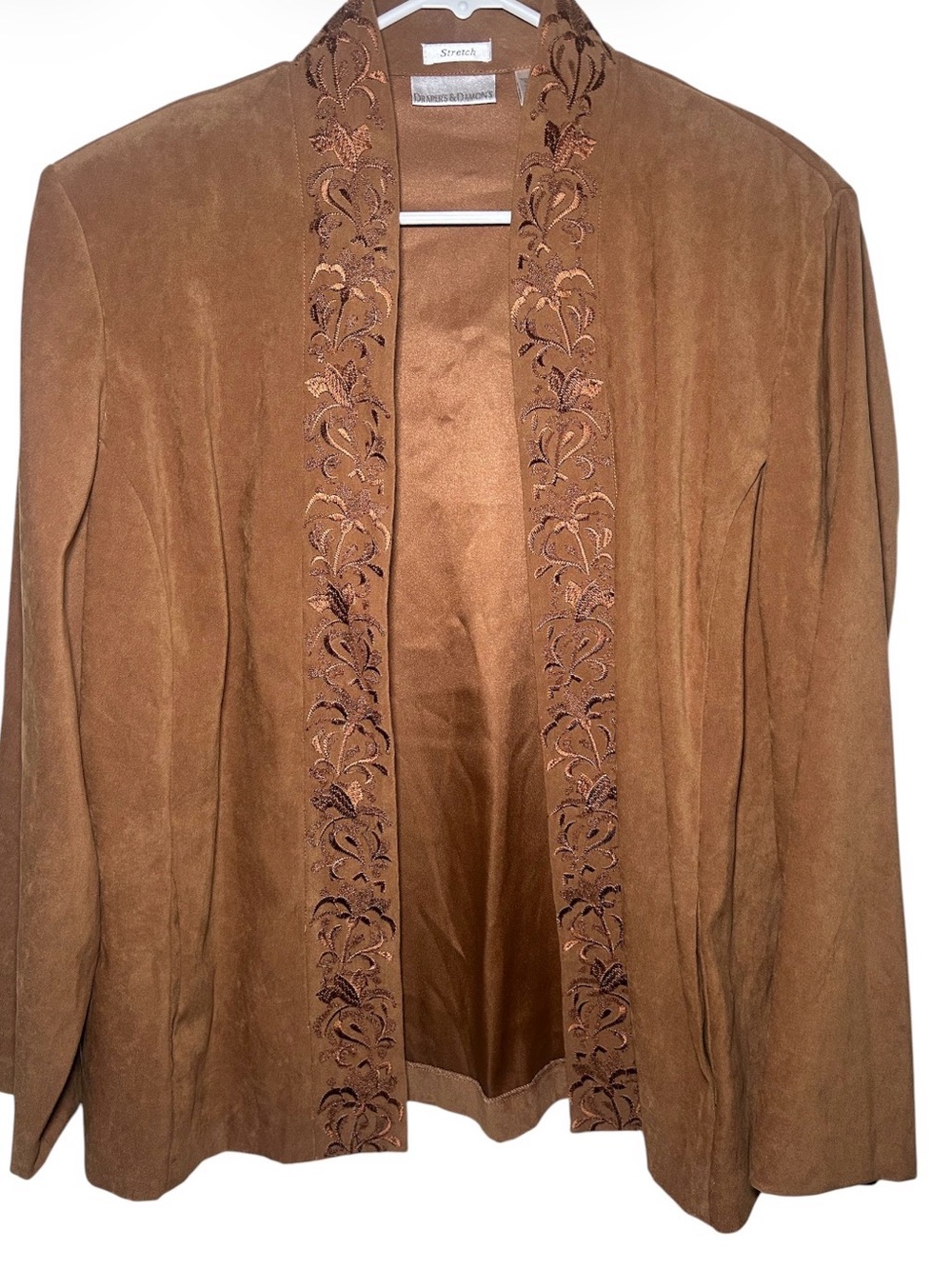 Drapers & Damons Vintage-Inspired Brown Open Front Blazer‎ Jacket Large Country
